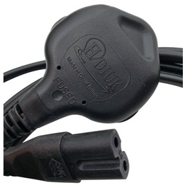 HDIUK 3 metre Figure 8 C7 mains power cable 2 pin IEC fitted with UK plug. Made in the UK