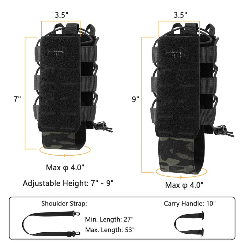 BASSDASH MOLLE Water Bottle Holder Pouch with Shoulder Strap Modular