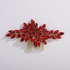 Teyglen Bridal Crystal Flower Hair Comb Full Red Rhinestone Hair