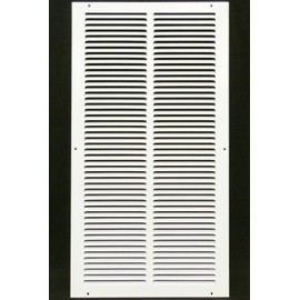 HVAC Premium 12'' x 22'' [Duct Opening] Flat Stamped Steel Return Air Grille - Sidewall and Ceiling - HVAC Vent Duct Cover - White [Outer Dimensions: 13.75''w X 23.75''h]