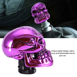 Fictory Skull Gear Head, Skeleton Skull Head Car Modified Gear Knob, Universal Skeleton Skull Head Car Modified Gear Knob Stick Lever Shift Lever for Manual Transmission Cars (Purple)