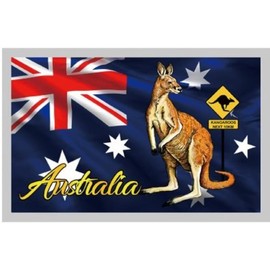 I Love Aus Aussie Flag with Kangaroo Fridge Magnet