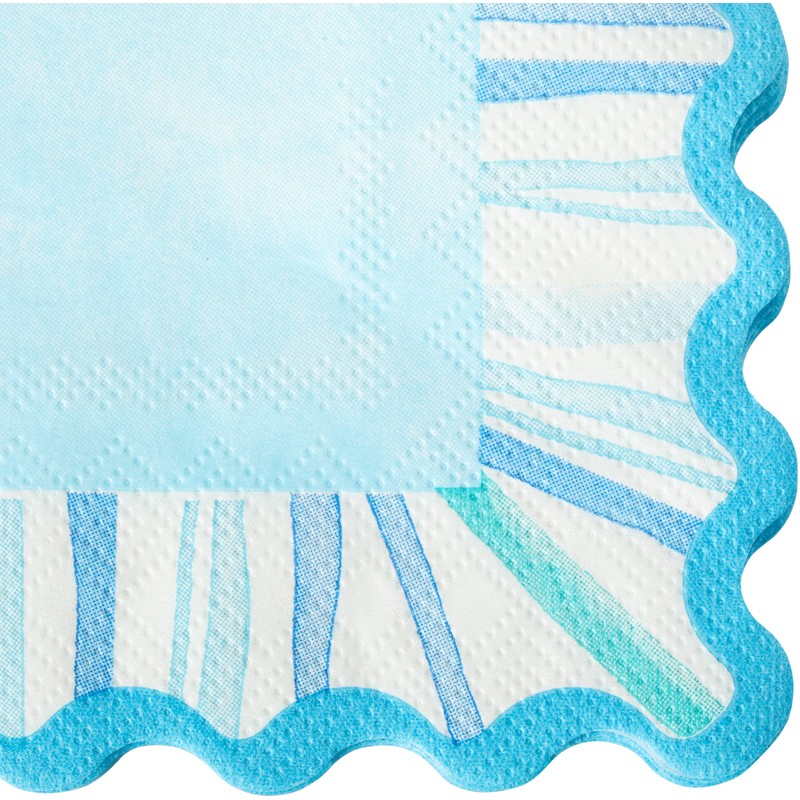 C.R. Gibson TW4-25762 Watercolor Coastal Scallop Edged Disposable Paper Cocktail