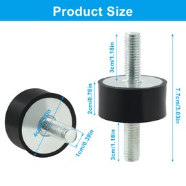 Cionyce M10 Rubber Isolator Mounts 40 x 30 mm, 4 Pcs Rubber Studs Shock Absorber Anti-Vibration Isolator Mounts, Rubber Vibration Isolator Mounts