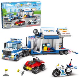 City Police Mobile Command Center Truck Building Blocks Kit Toys, Police Vehicles Series Prison Break Jail Set with Action Cop Motorbike, ATV, Arms Play Set for Boys and Kids Age 5+ (483 Pieces)