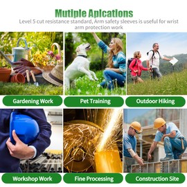 Arm Protection Kevlar Sleeve, Cut-Resistant Sleeves 1 Pair Guard Prevent Scrapes Scratches Skin Irritations UV-Protection Anti-Cut Arm Cover for Garden Kitchen Farm Work(20cm)