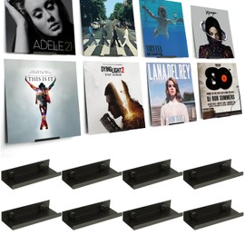 BiJun Vinyl Wall Mount 8 Pack, Metal Vinyl Record Holder Wall Display Vinyl Record Wall Mount Minimalist Vinyl Record Shelf Vinyl Holder for Album Record Display & Storage for Daily Listening, Black