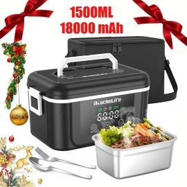 Adult Wireless Electric Heating Lunch Box, 18000mAh Rechargeable Timer For Work