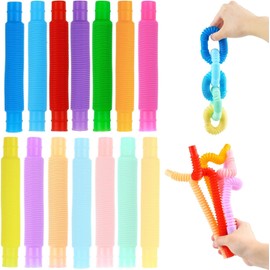 VEYLIN Pop Tubes Sensory Toys, 14pcs Sensory Fidget Toys Toddler Sensory Toy Fidget Toys for Sensory Kids and Kids Learning Toys