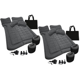 ZONETECH Car Inflatable Trunk Air Mattress- Flocking Travel Blow Up Bed with Pump and 2 Pillows Universal for Cars SUVs or Trucks 2 Pack