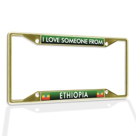 Fastasticdeals Metal Insert License Plate Frame I Love Someone from Ethiopia Weatherproof Car Accessories Gold 4 Holes Solid Insert