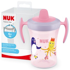 NUK Trainer Cup Learning Cup Leak-proof Cup with Soft Spout and Ergonomic Handles 6+ Months 230 ml BPA-Free Pink Penguin