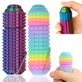 2 PACK New Updated Click Button, Spinner, Spikey fidget toys, Little Ouchies Multi Play Fidget Toy, 3D Printed Spiky