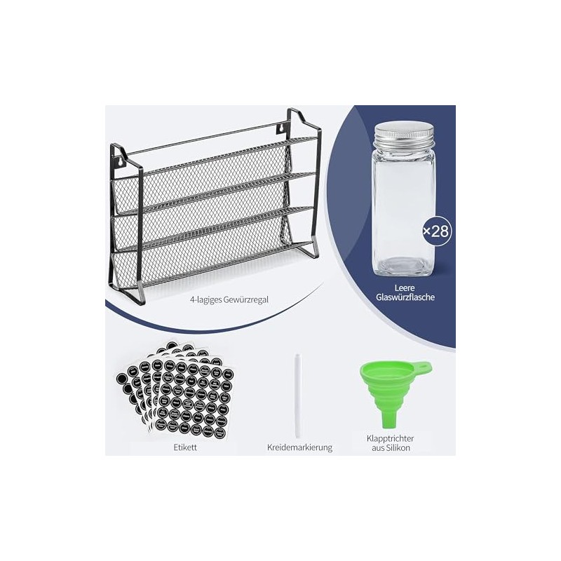 Spice Rack Standing & Wall Spice Organiser Kitchen Organiser with