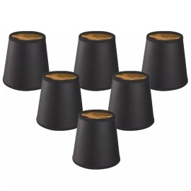 Royal Designs Black Empire Chandelier Shade - Clip On - Multiple Sizes Available - 3 x 5 x 4.25 (cs-116), black w/ gold lining, 6-pack