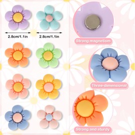 Whaline Flower Fridge Magnet 3D Daisy Refrigerator Magnets Cute Colorful Refrigerator Decorative Magnets for Adults Kids Home Kitchen Locker Office Whiteboard Decorations, 8 Pcs
