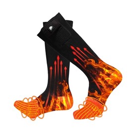 Heated Socks, Rechargeable Electric Socks for Men Women, 7.5V Battery Power Thermal Heating Socks Winter Foot Warmers for Hunting Hiking Camping Fishing Zipper Battery Pocket
