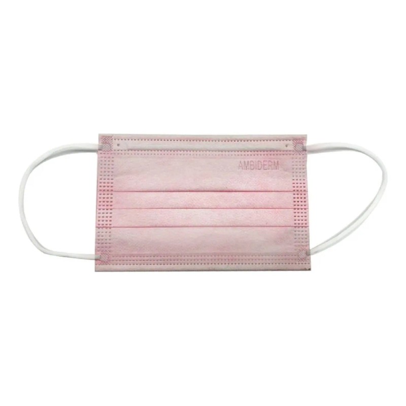 Cubre Bocas 3 Pliegos Ambiderm Rosa Caja C/50