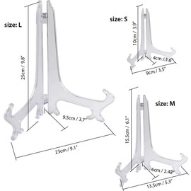iGadgitz Home U7008 - Folding Plate Holder Decorative Plate Stand Ornamental Plate Easel Picture Frame Holder - Small/Medium/Large Sizes - Clear - Medium (1 Piece)