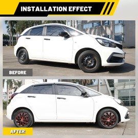 AUTOFREE 15 inch Hubcaps Wheel Covers, ABS Black & Red Lacquer Wheel Rim Covers Clip On Auto Tire Sturdy Guards Replacement Set of 4, Universal for Most Cars Nissan Toyota Acura Chevy Mazda VW