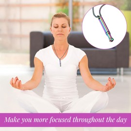 Breathing Necklace,3PCS Anxiety Necklace Breathing,Stainless Steel Anxiety Breathing Necklace,Mindfulness Anxiety Relief Necklace Breathing for Breathing Exercises Women & Men(Gold,Silver,Colorful)