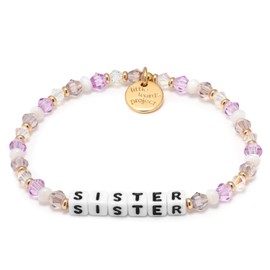 Little Words Project Sister Bracelet, The Original Word Bracelet, Made with Colorful Beads and Plated Brass Hardware, Handcrafted Design & Positive Message, Size XS