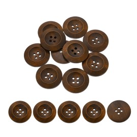 uxcell 100Pcs Wooden Buttons, 30mm(1 3/16") 4 Hole Round Wood Sewing Button Craft for Sewing DIY Craft Clothing, Coffee