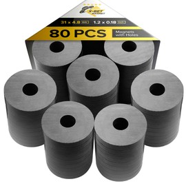 Heavy Duty Ring Magnets - Ultra Strong 1.2" Magnets with Holes for DIY & Crafts - Space Organization Set for Home, Kitchen, Workshop (80 pcs)