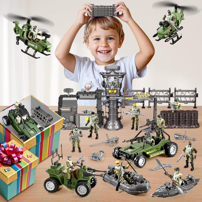 88-in-1 Army Men Boys Toys Large Playset, Include Military Base/Military