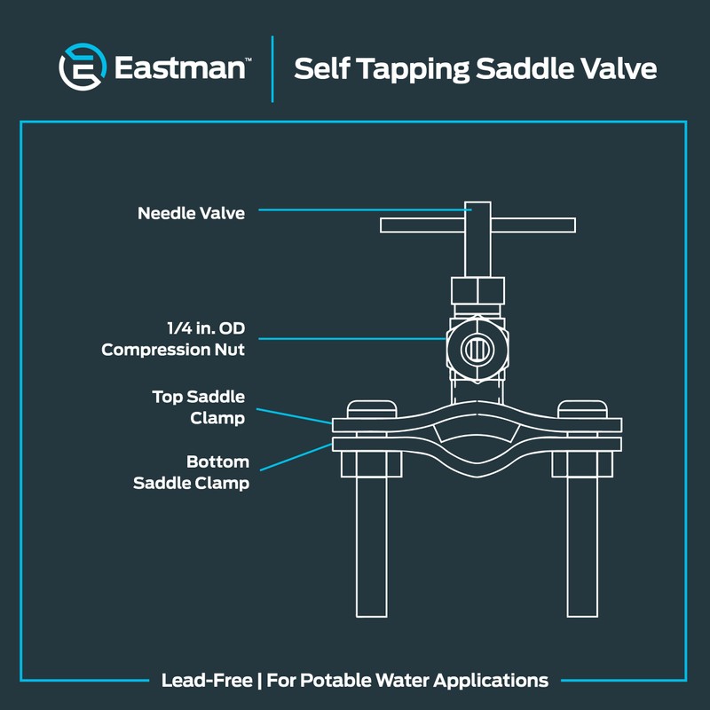 EZ-FLO 1/4 Inch (OD) Self Tapping Saddle Valve, Brass, 65801LF