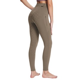 BALEAF Women's Winter Riding Pants Full Seat Breeches Fleece Horse Equestrian Tights Horseback Leggings Pockets Brown XL