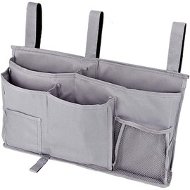 Busnos Bed Bag Bed Caddy Organiser Bag Bunk Bed Grey Bed Shelf for Hanging Bunk Bed Accessories Hanging Bag Under Children Bunk Bed Storage Bag for Hospital Bed Children's Bed