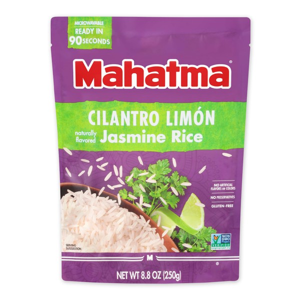 Mahatma Ready to Heat Cilantro Lime Jasmine Rice, Microwaveable, White, 8.8 Oz, Pack of 6