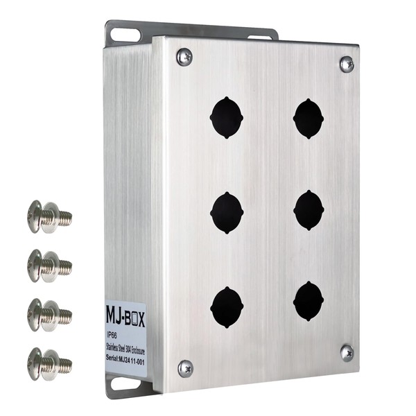 MJBOX 304 Stainless Steel 8"x6"x3" Push Button Box, IP66 Dustproof
