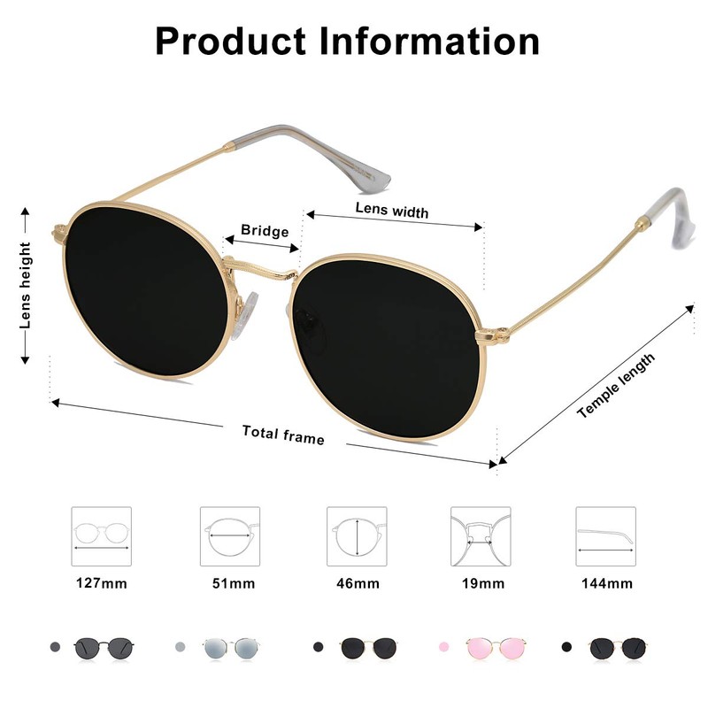 SOJOS Small Round Polarized Sunglasses for Women Men Classic Vintage
