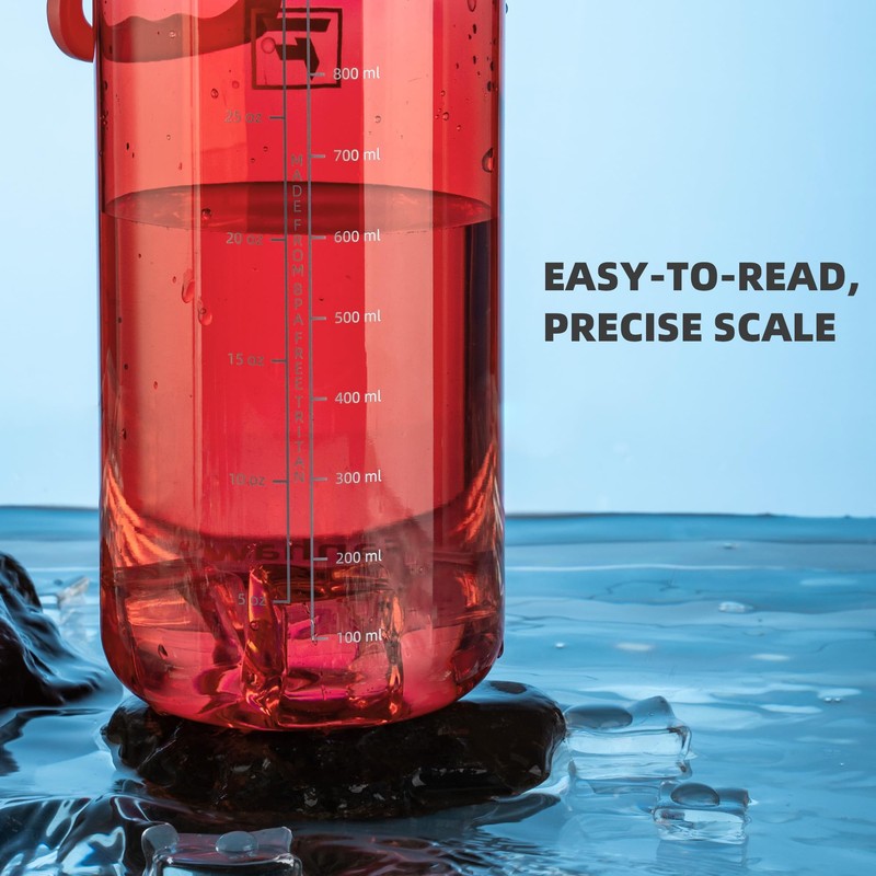 Fanhaw 32 oz Clear BPA-Free Tritan Water Bottle with Fast-Flow