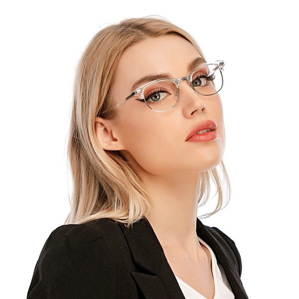 DOOViC Blue Light Filter Computer Glasses Without Strength Round /