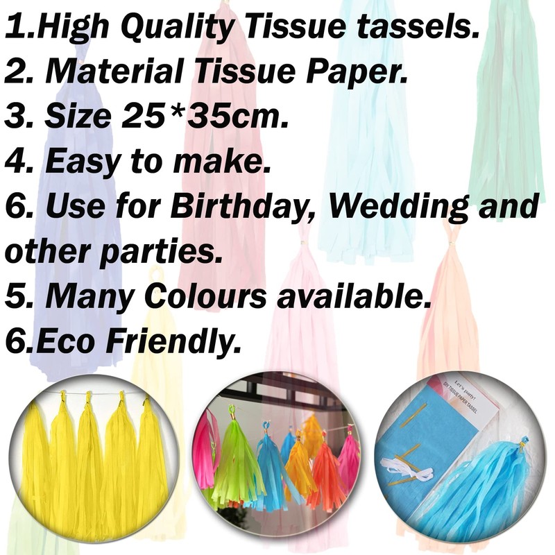 Tissue Paper Tassels Decorative Wall Hanging Tassel Garland Banner Green