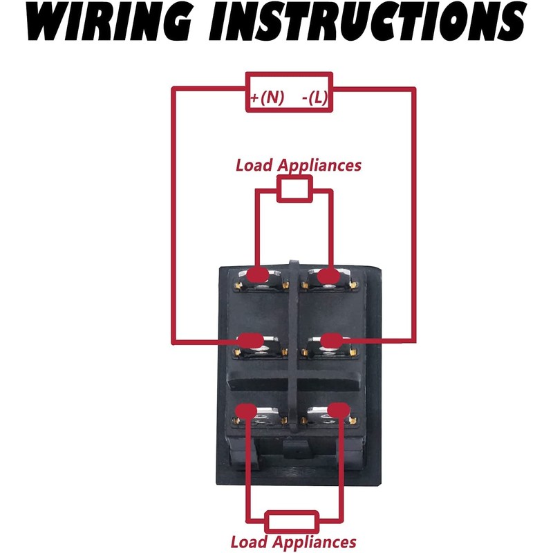 mxuteuk KCD4-203N-BK 2 Pieces Black Rocker Switch Waterproof Rocker Switch