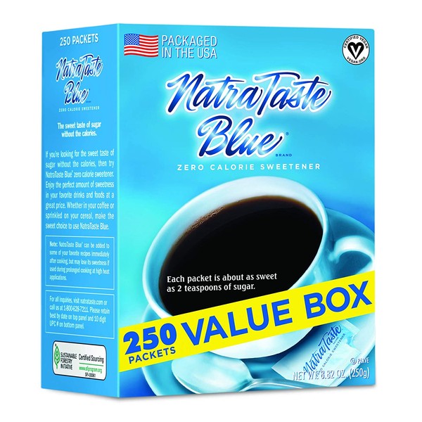 NatraTaste Blue Zero Calorie Sweetener, 250 Count Packets (8 Count)