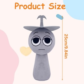 DHINCHANSAIB Sprunki Plush Toy Sprunky Wenda and Grey, 10 Inches, Soft and Fun, Plush Toy for Birthdays of Fans and Friends (Light Grey)