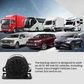 Waterproof 110 dB Reverse Warning for Trucks and Heavy Vehicles Reversing Alarm 12 V-80 V DC Backup Alarm for Car, Truck, Transporter - Beep Parking Aid - Waterproof, Easy Installation