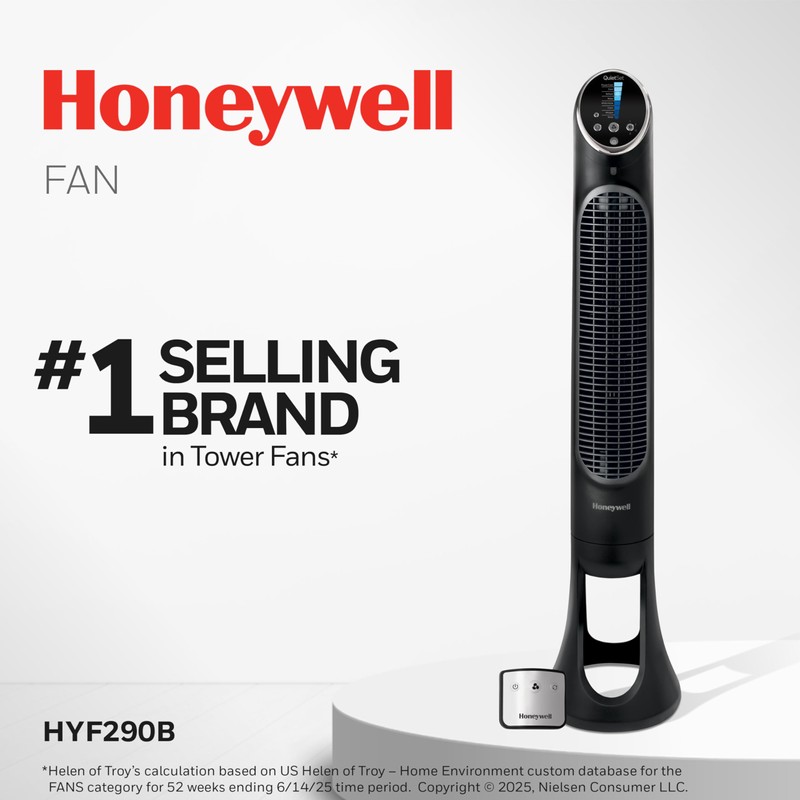 Honeywell QuietSet Whole Room Tower Fan-Black, Oscillating Tower Fan with