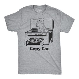 Mens Funny T Shirts Copy Cat Sarcastic Kitten Graphic Office Humor Tee for Men Funny T Shirts Sarcastic Apparel for Men Cool Cat Short Sleeve Novelty Tees Light Grey 5XL