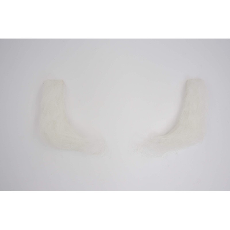 Mustaches Realistic, L Shaped Fake Mutton Chops Sideburns, White