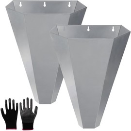 TAGEPUJIE Chicken Cone, Galvanized Steel Poultry Restraining Cone with Safety Gloves, for Chickens, Broilers, Roasters, and Turkeys Up to 15 Pounds, Flat-Back Design, Easy to Clean (1, Silver)