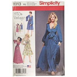 Simplicity Sewing Pattern 8013R5 Misses' Vintage 1970's Dresses', Paper, White, R5 (14-16-18-20-22)