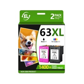 TECKKIN 63XL Ink Cartridges Black & Color Replacement Compatible for HP (2 Pack)
