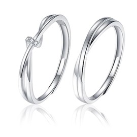 LAKJUOZ 1 Pair Ring Silver 925 Women's Fidget Ring Thumb Ring Adjustable with Cubic Zirconia Toe Ring Index Finger Adjustable Rings Open Foot Rings Fashion Jewellery for Wife Girlfriend Boyfriend