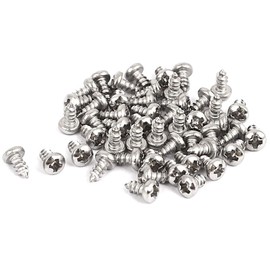 TOP-VIGOR 50Pcs Self Tapping Screws, M2.2 Phillips Pan Head Screw, 4.5mm Round Head Tapping Screws, Stainless Steel Machine Wood Fasteners Bolts for Wood, Drywall, plastic, Furniture, Repairing